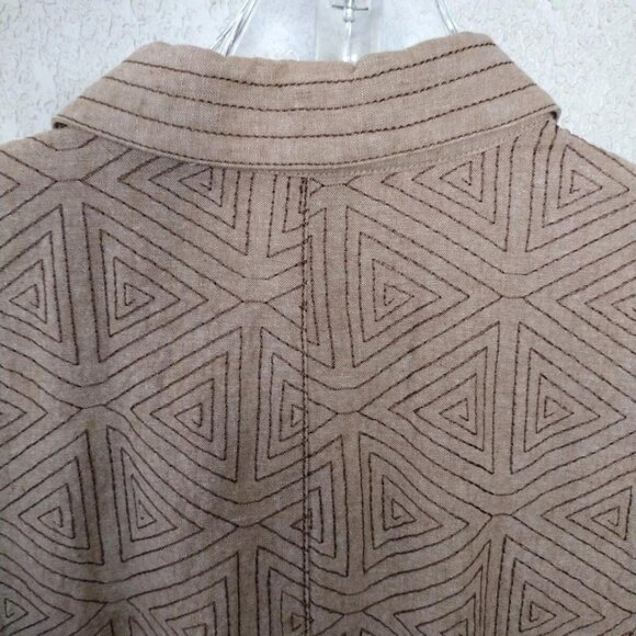 Women’s Suede Jackets Women’s Size 14 Geometric Tan Brown Button Up Formal - Picture 10 of 12